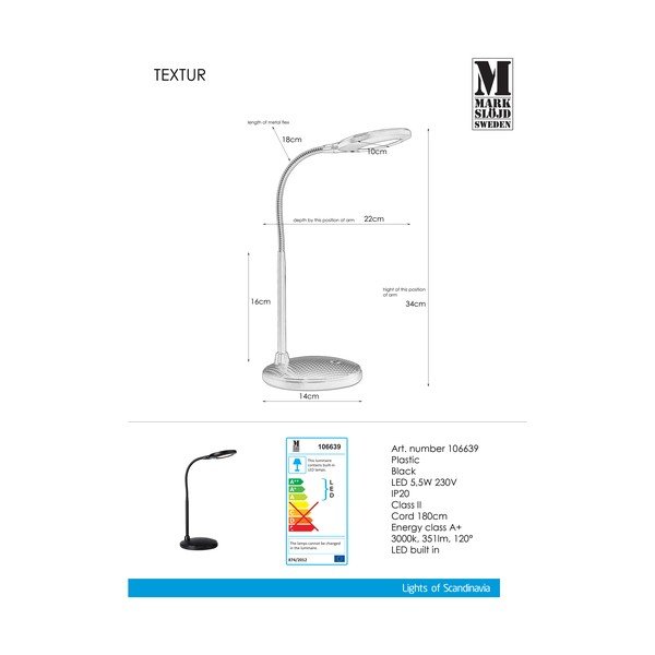 Čierna stolová lampa Markslöjd Textur-image-1