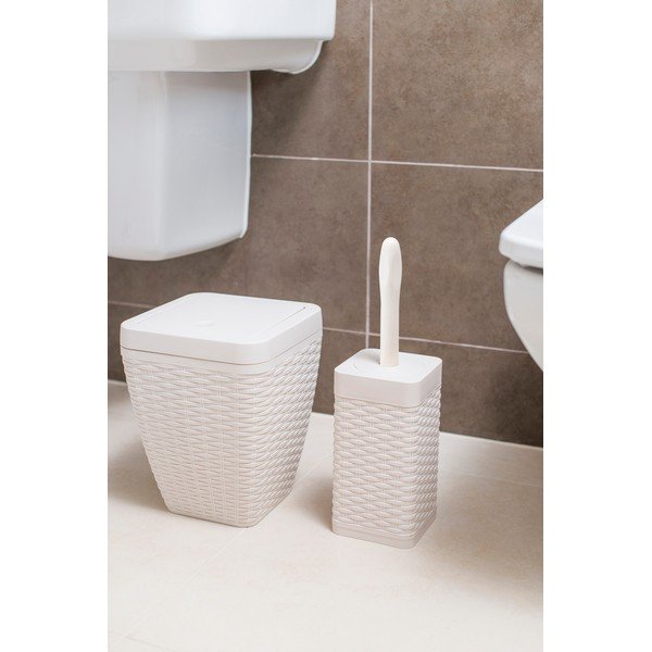 Set krémového koupelnového kôše a WC kartáče Addis Calico-image-1