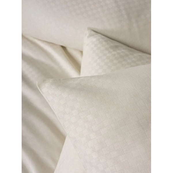 Béžové obliečky na jednolôžko z bavlny Renforcé 140x200 cm Checkered – Mila Home Luxury-image-2