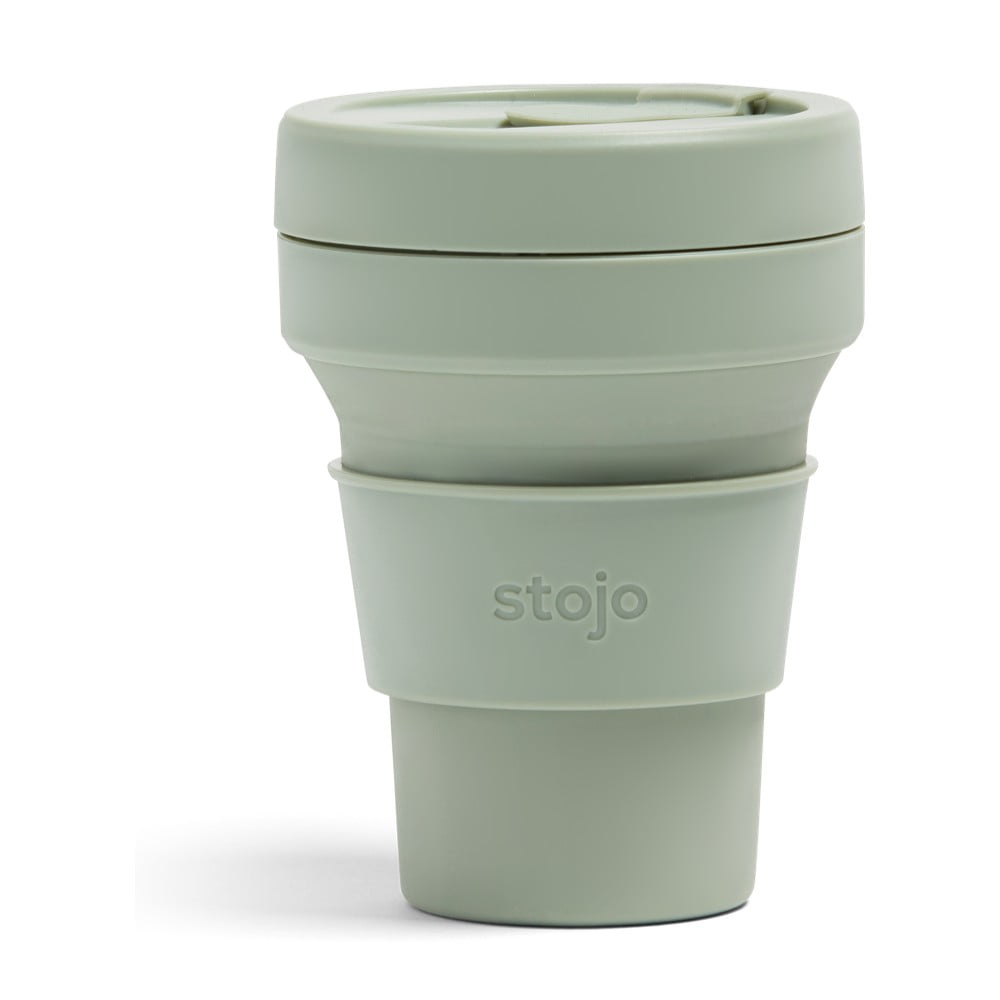 Zelený skladací cestovný hrnček Stojo Pocket Cup Sage, 355 ml