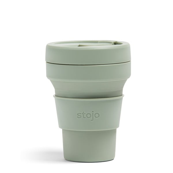 Zelený skladací cestovný hrnček Stojo Pocket Cup Sage, 355 ml