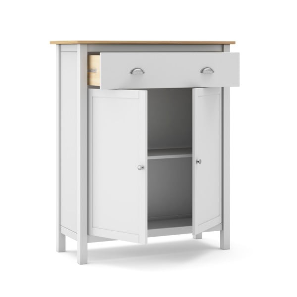 Biela/prírodná vysoká komoda z borovicového dreva 90x110 cm Misti – Marckeric-image-4