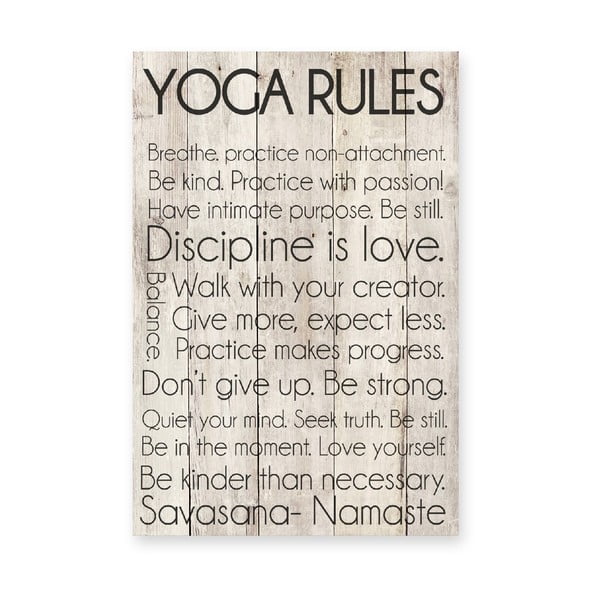 Drevená ceduľa Yoga Rules
