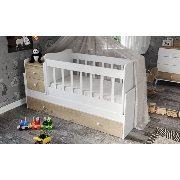 Biela/v prírodnej farbe postieľka s úložným priestorom 60x120 cm Sansa – Kalune Design-image-3