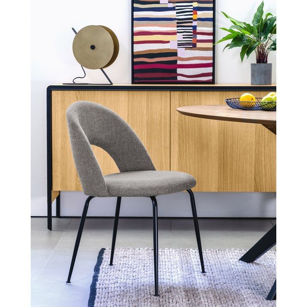 Sivá čalúnená jedálenská stolička Mahalia – Kave Home-image-1
