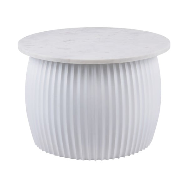 Biely okrúhly konferenčný stolík s doskou v dekore mramoru ø 52 cm Luscious – Leitmotiv