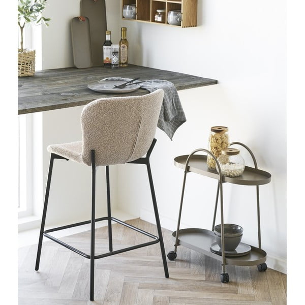 Béžová čalúnená barová stolička (výška sedadla 65 cm) Maceda – House Nordic-image-1