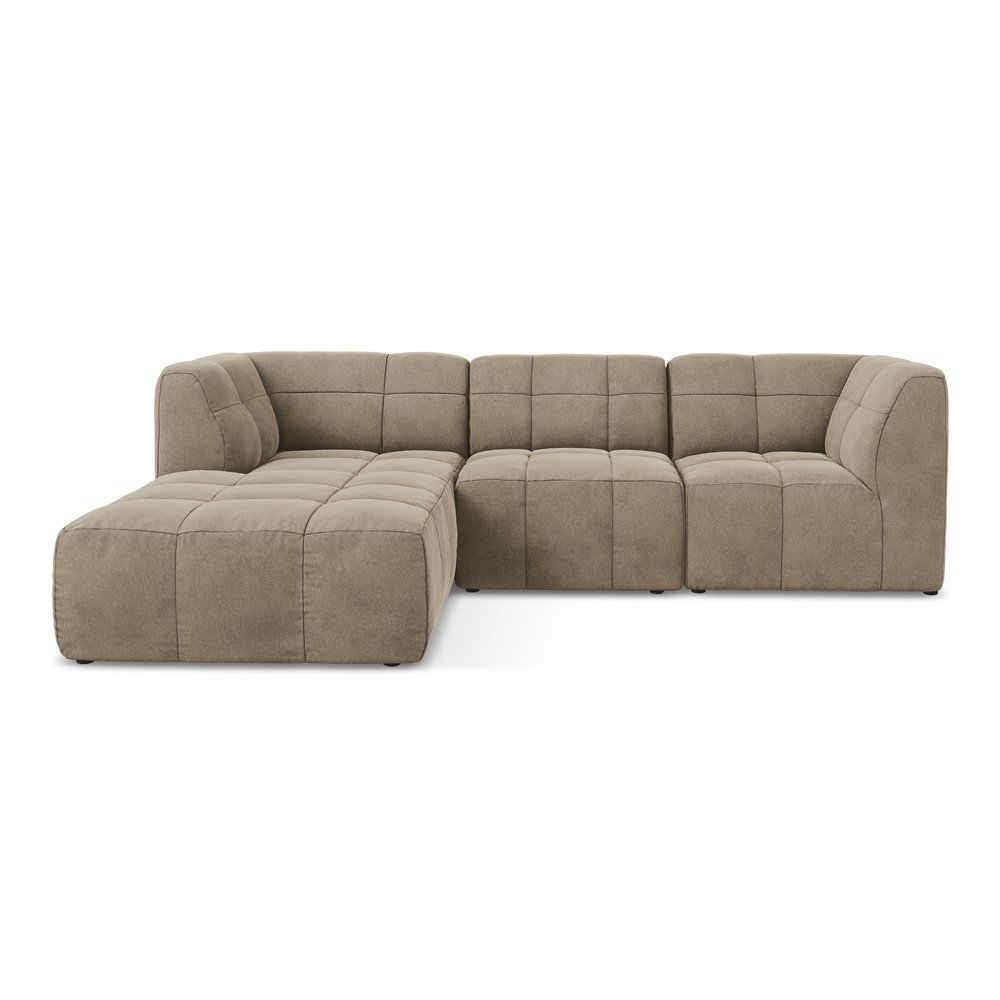 Hnedá zamatová rohová pohovka (ľavý roh/s leňoškou) Aloha – Makamii