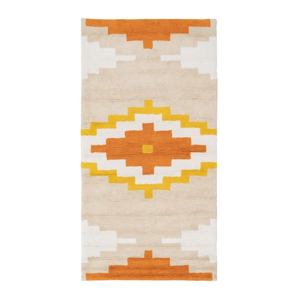 Oranžový prateľný bavlnený behúň 90x175 cm Azteca – Ixia