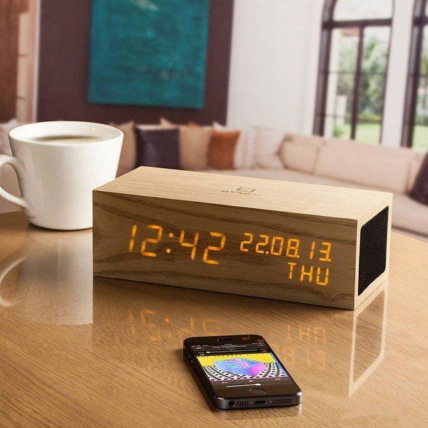 Reproduktor Oak Click Clock s oranžovým LED budíkom-image-1
