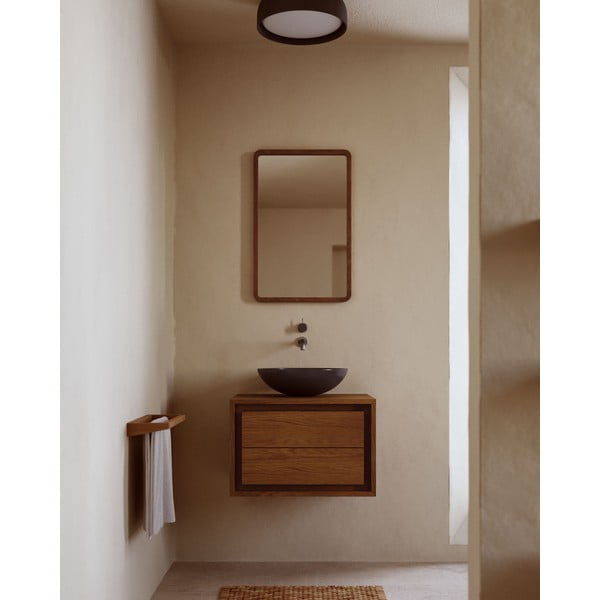 Tmavohnedá závesná skrinka pod umývadlo z teakového dreva 60x40 cm Kenta – Kave Home-image-4