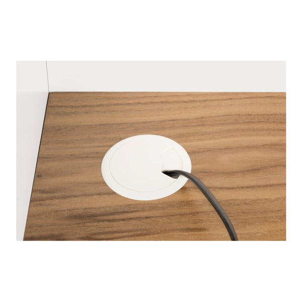 Biely pracovný stôl s detailmi v dekore orechového dreva TemaHome Volga-image-4