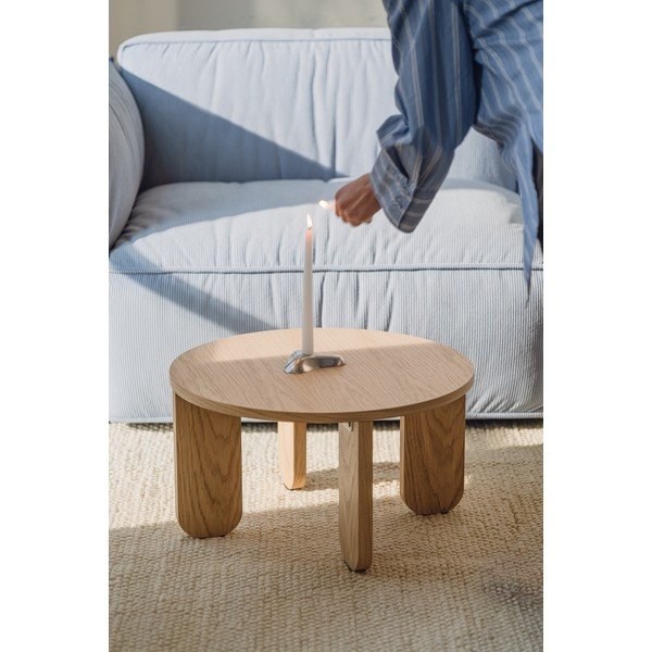 Okrúhly konferenčný stolík s doskou v dubovom dekore v prírodnej farbe ø 55 cm Kuvu – noo.ma-image-3