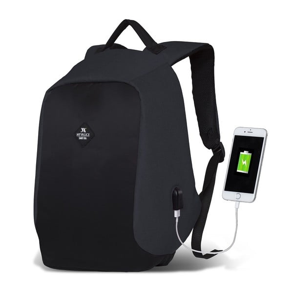Tmavosivo-čierny batoh s USB portom My Valice SECRET Smart Bag