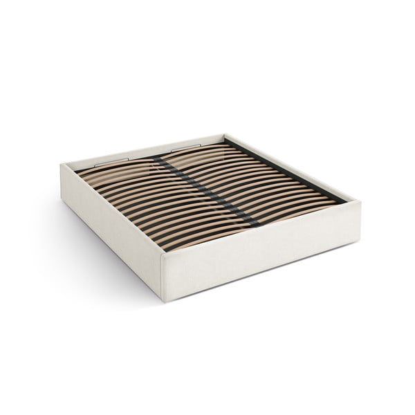 Krémovobiela čalúnená dvojlôžková posteľ s úložným priestorom/bez čela s roštom 180x200 cm Susan – Micadoni 