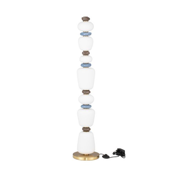 Biela/v zlatej farbe kovová LED stojacia lampa so stmievačom s porcelánovým tienidlom/so skleneným tienidlom (výška  130,5 cm) Palo – Nova Luce