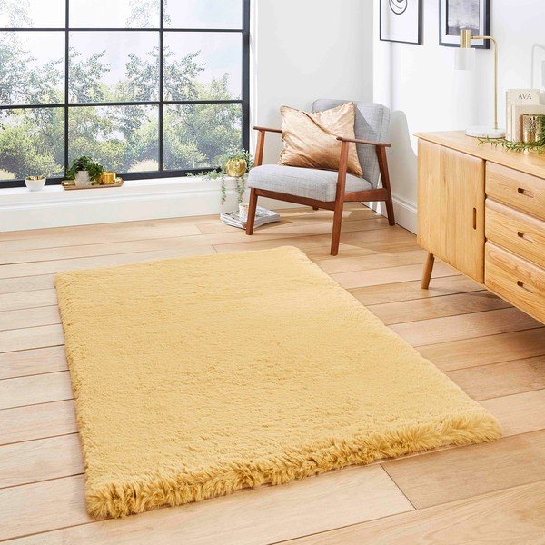 Koberec v horčicovej farbe 80x150 cm Super Teddy – Think Rugs-image-1