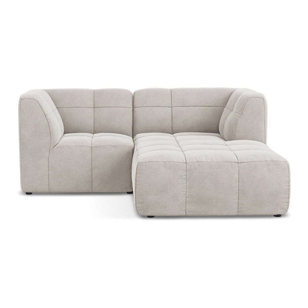 Béžová zamatová rohová pohovka (pravý roh/s leňoškou) Aloha – Makamii