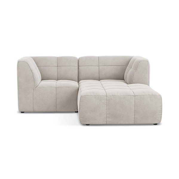 Béžová zamatová rohová pohovka (pravý roh/s leňoškou) Aloha – Makamii