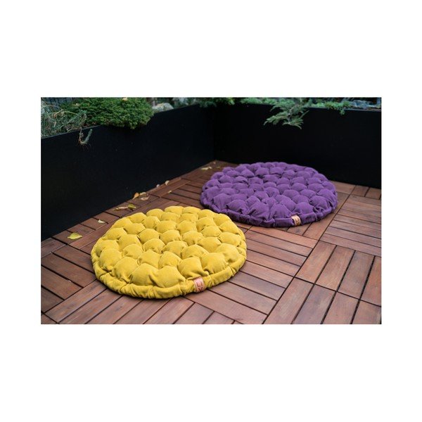 Svetlý modrosivý sedací vankúšik s masážnymi loptičkami Linda Vrňáková Bloom, Ø 65 cm-image-2