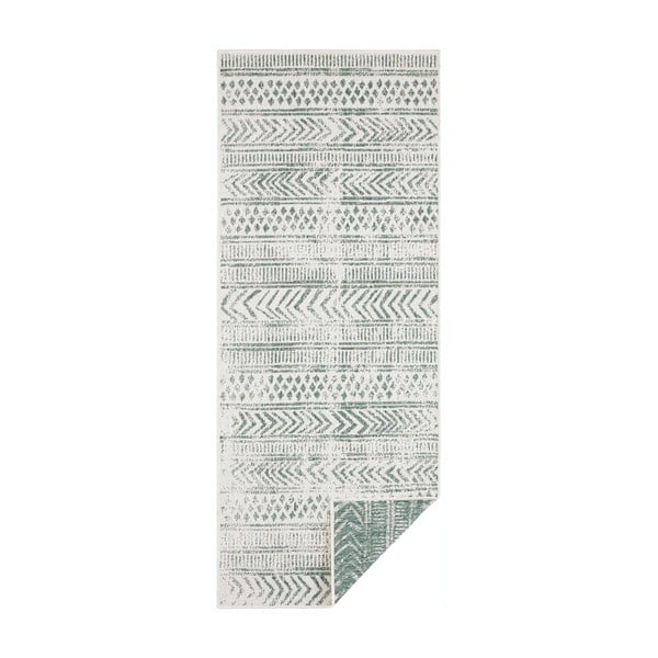 Zeleno-krémový vonkajší koberec NORTHRUGS Biri, 80 x 250 cm