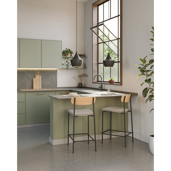 Čierne/taupe barové stoličky v súprave 2 ks (výška sedadla 66 cm) Adriana – Marckeric-image-1