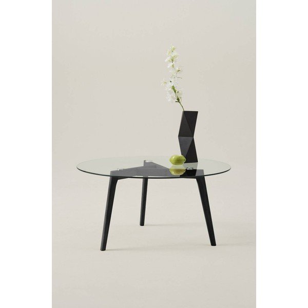 Čierny okrúhly konferenčný stolík z dubového dreva ø 90 cm Malevik – Jotex-image-1