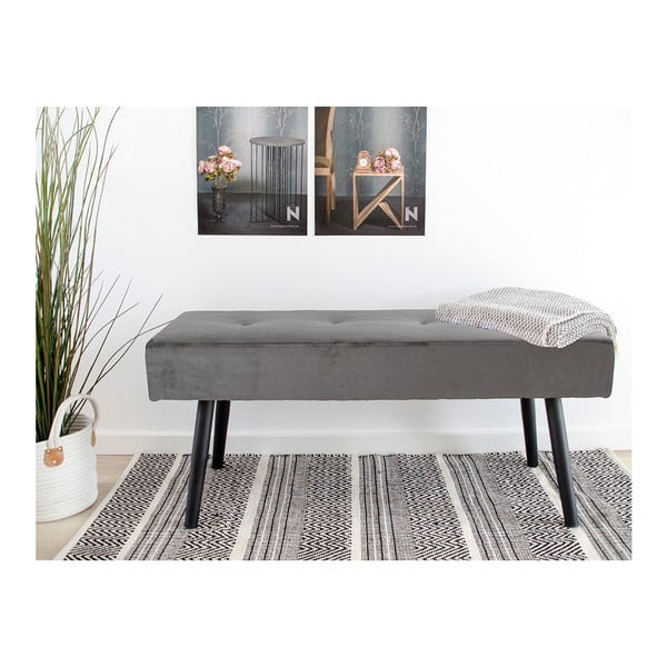 Sivá zamatová lavica Bonami Essentials Skiby-image-1