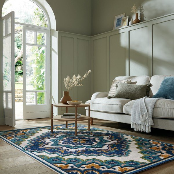 Modrý vonkajší koberec 160x230 cm Beach Floral – Flair Rugs-image-1