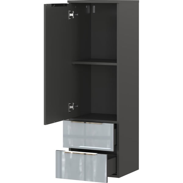 Sivá vysoká závesná kúpeľňová skrinka 36x111 cm Vasio – Germania-image-3