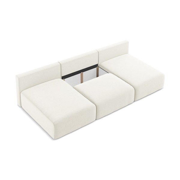 Krémová zamatová rozkladacia/s úložným priestorom rohová pohovka (do tvaru "U") Kalena – Makamii-image-4