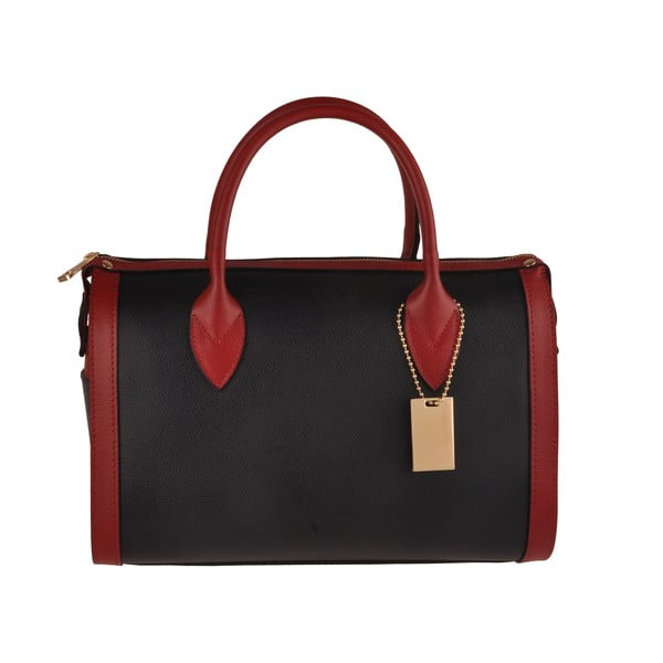 Čierno-červená kožená kabelka Florence Bags Nambo