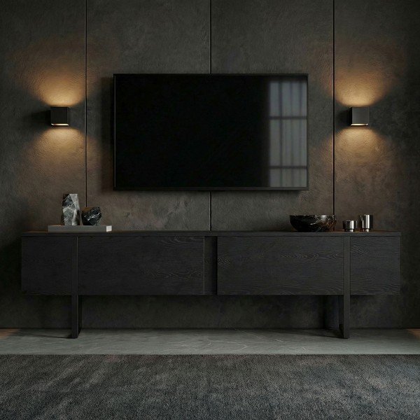 Čierny TV stolík 180x50x30 cm Onera – Kalune Design-image-1