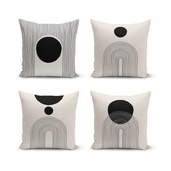 Čierno-béžové obliečky na vankúše v súprave 4 ks 43x43 cm - Minimalist Cushion Covers