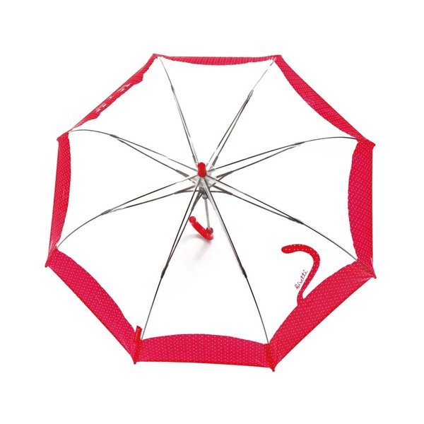Detský transparentný dáždnik s červenými detailmi Birdcage Chat, ⌀ 74 cm-image-1
