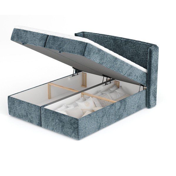 Modrá boxspring posteľ s úložným priestorom 180x200 cm Passion – Maison de Rêve-image-3