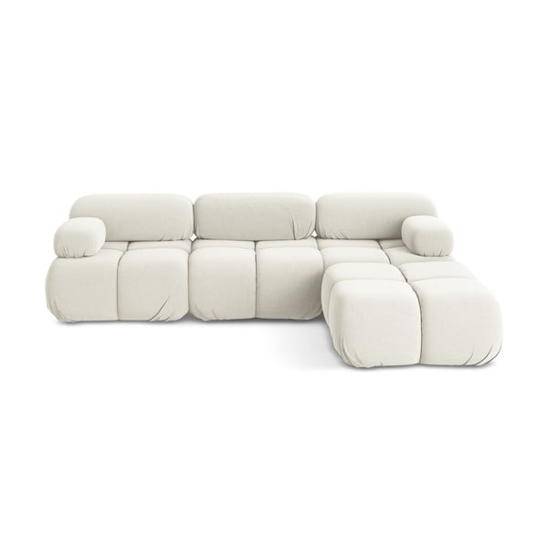 Biela zamatová modulárna rohová pohovka Lokua – Makamii