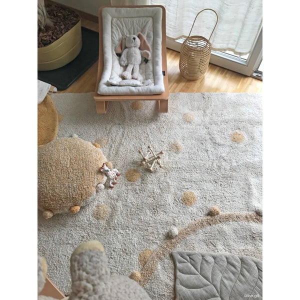 Okrovožltý krémový prateľný ručne tkaný bavlnený detský koberec 120x160 cm Hippy Dots Honey – Lorena Canals-image-4