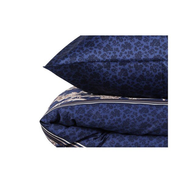 Tmavomodré predĺžené obliečky na dvojlôžko z bavlneného saténu s plachtou a prikrývkou 240x260 cm Pera – Mijolnir-image-3