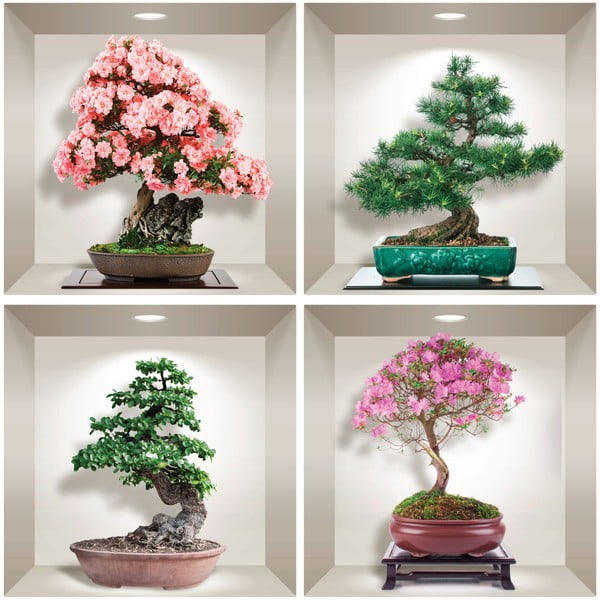 Sada 4 3D samolepiek na stenu Ambiance Bonsai of Seasons-image-1