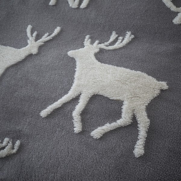 Bielo-sivé obliečky 200x200 cm Stag Sherpa - Catherine Lansfield-image-4