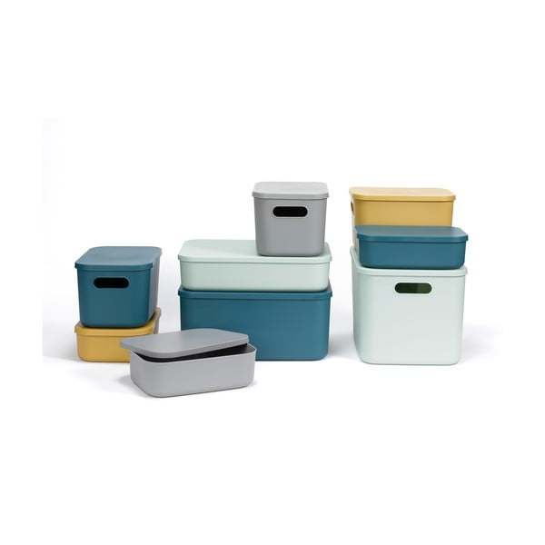 Sivý plastový úložný box s vekom 35,5x25,5x23 cm – Homéa-image-3