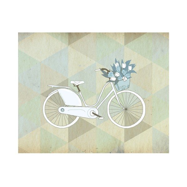 Plagát v drevenom ráme Blue Bike, 38x28 cm