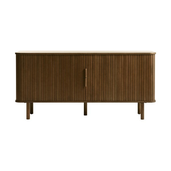 Hnedá nízka komoda v dekore duba s posuvnými dverami 76x160 cm Cavo – Unique Furniture