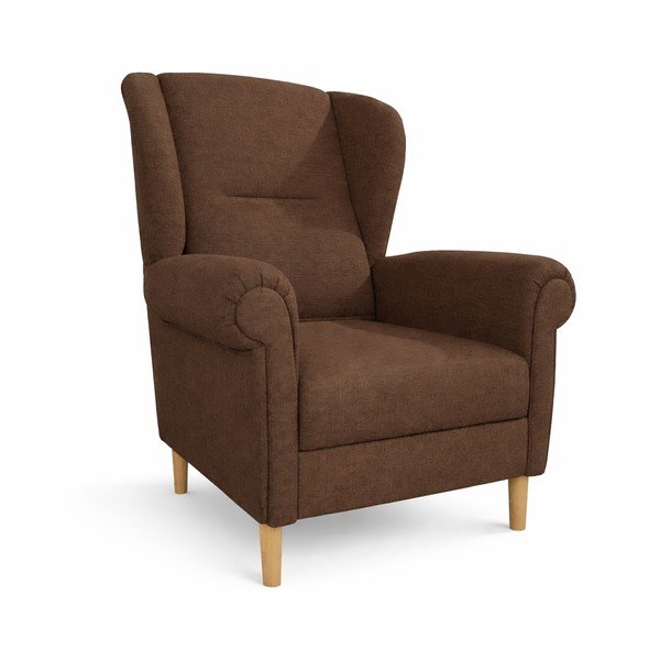 Tmavohnedé kreslo ušiak Swan – Ropez