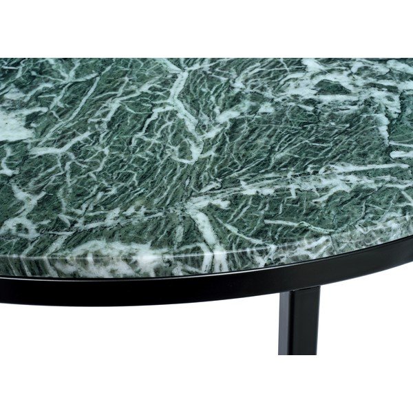 Tmavozelený mramorový konferenčný stolík s čiernou podnožou RGE Accent, ⌀ 85 cm-image-1