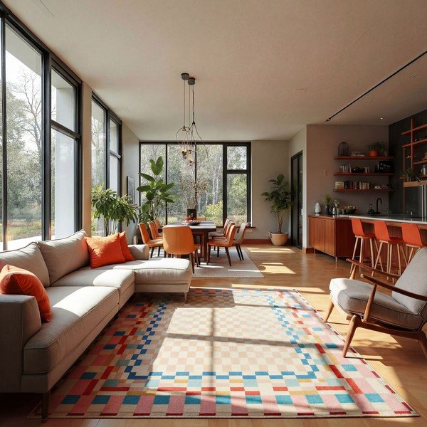 Koberec s prímesou vlny 180x230 cm Checkered Border – Flair Rugs-image-1