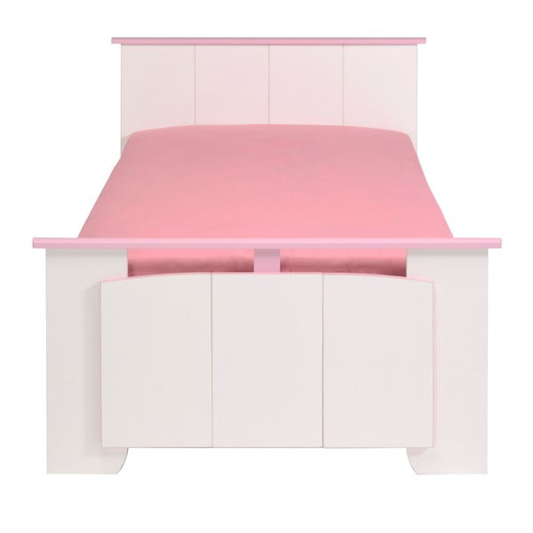 Ružovo-biela jednolôžková posteľ Parisot Amabelle, 90 × 190 cm