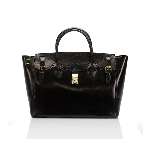 Čierna kožená kabelka Lisa Minardi Bifrenia