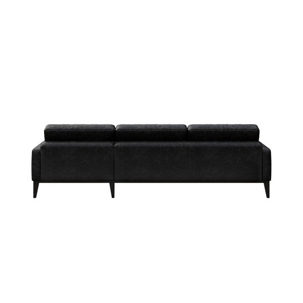 Čierna kožená rohová pohovka MESONICA Musso Tufted, ľavý roh-image-3